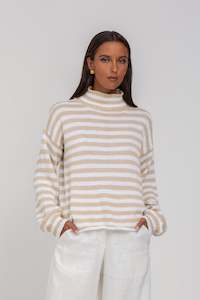 Knitwear Jackets Coats: Hold Me Back Jumper - Camel/White Stripe