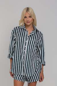 Shirts: Two Makes One Shirt -  White/Black/Green Stripe
