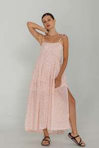 Designer Edit: When Time Stood Still Dress - Red with Tilly Pink/Daisy Pink/Black Mini Peppa Hart Floral