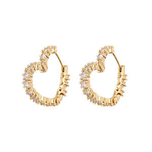 Luv AJ - Diamond Heart Bijoux Hoops - Gold
