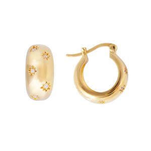 Fairley - Starburst Flared Hoops - Gold
