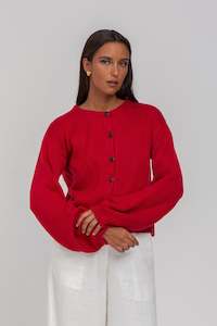 Knitwear Jackets Coats: Teddy Cardi - Red