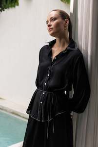 Ziggy Shirt - Black with White Stitching