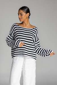 Close Sweater - Black and White Stripe