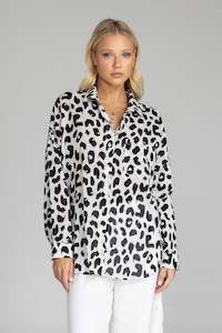 Defiant Shirt - Ivory with Black Leopard Print