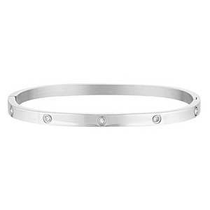 Jewellery: Porter Jewellery - Dylan Bangle - Silver Celestial Clear
