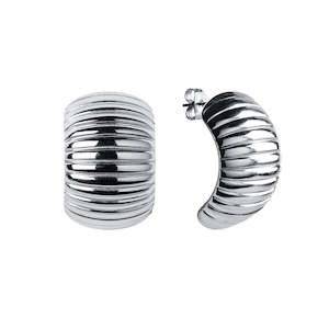 GIMME - Ribbed Half Hoop - Silver