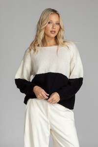 Split The Difference Jumper - Black/Ivory
