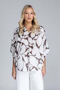 Charlotte Top - Exclusive Chocolate with Ivory Floral Print