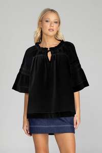 Most Loved: Thea Top - Black with White Stitching