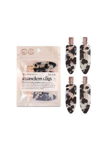 Accessories: Kitsch Recycled Plastic Creaseless Clips - 4pc Set - Black Terrazzo