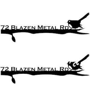 Products: Fantail Perching on Branch - Weathering Steel Address Panel - Blazen.Metal