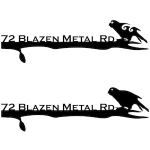 Kakapo on Branch - Weathering Steel Address Panel - Blazen.Metal