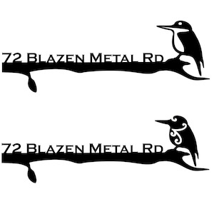 Kingfisher on Branch - Weathering Steel Address Panel - Blazen.Metal