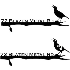 Products: Kokako on Branch - Weathering Steel Address Panel - Blazen.Metal