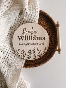 Baby Range: Baby Announcement Leafy Vine Plaque