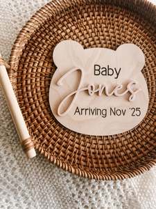 Baby Range: Bear Baby Announcement plaque