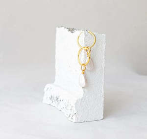 Earrings: Baroque Pearl Hoops - Gold