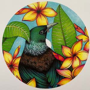 Decor Art: A4 Print - Tui and Frangipani