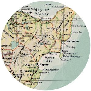 CIRCLE - Hawkes Bay & Wairoa Map Restickable Wall Art