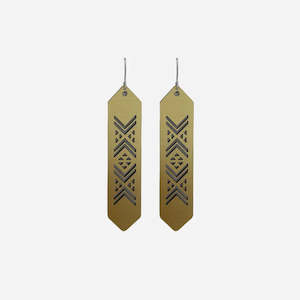 Tāniko Long Earrings - Gold