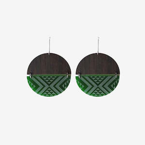 Jewellery: Tāniko Earrings - Green Split