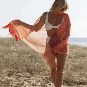 Scarfs: Lottie Sarong Scarf Coral White
