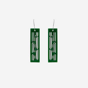 Earrings: Large Whakarare Earrings - Green