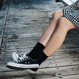 Merino Wool Crew Socks - Black - Woman