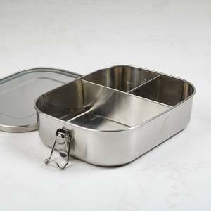 Storage Lunch Boxes: Bento Lunch Box- Stainless Steel - 1400mL -3 compartments