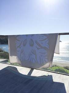 Taupe & White King Tivaevae Bed Cover