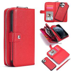 iPhone 12/12 Pro Case Zipper Wallet (Red)
