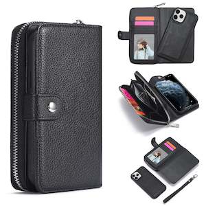 iPhone 12/12 Pro Case Zipper Wallet (Black)