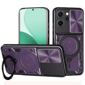 OPPO Reno14 F 5G Ring Kickstand Case w/ Camera Cover [Purple]