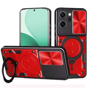 OPPO Reno14 F 5G Ring Kickstand Case w/ Camera Cover [Red]