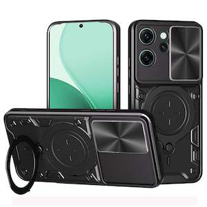 OPPO Reno14 F 5G Ring Kickstand Case w/ Camera Cover [Black]