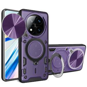 Xiaomi Redmi Note 14 Pro Plus 5G Ring Kickstand Case w/ Camera Cover [Purple]