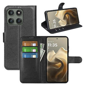 Moto Edge 60Fusion PU Wallet Case [Black]