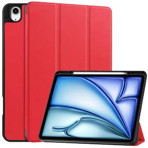 iPad Air 13 (M3, 2025) Tri Fold Case with Pen Holder [Red]