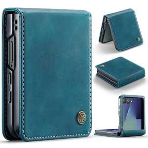 Stylish Samsung Galaxy Z Flip 7 Retro Leather Cover [Navy]