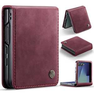 Stylish Samsung Galaxy Z Flip 7 Retro Leather Cover [Maroon]