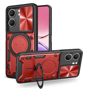 OPPO A5x Ring Kickstand Case w/ Camera Cover [Red]