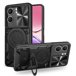 OPPO A5x Ring Kickstand Case w/ Camera Cover [Black]