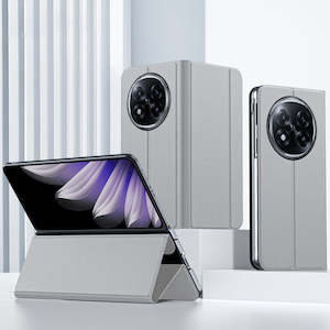 Oppo Cases: Premium PU Leather Flip Case for OPPO Find N5 – 360° Protection [Grey]