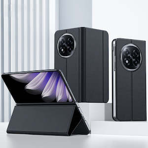 Premium PU Leather Flip Case for OPPO Find N5 – 360° Protection [Black]