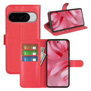 Google Pixel 10 Pro PU Wallet Case [Red]