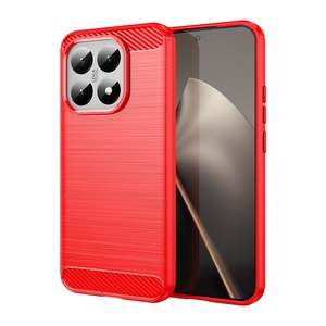 Phone Accessories: Xiaomi 15T Carbon Fibre Brushed Case [Red]