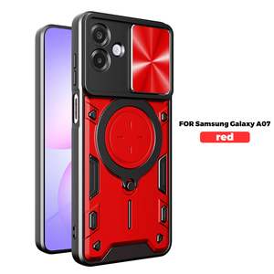 Samsung Galaxy A07 Ring Kickstand Case w/ Camera Cover [Red]