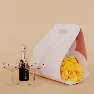 Seasonal Bloom Carrier, Champagne Coupes + Moët Mini