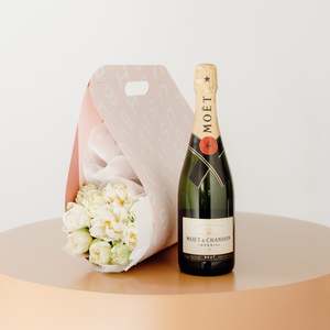 Celebration: Seasonal Blooms Carrier + Moët
